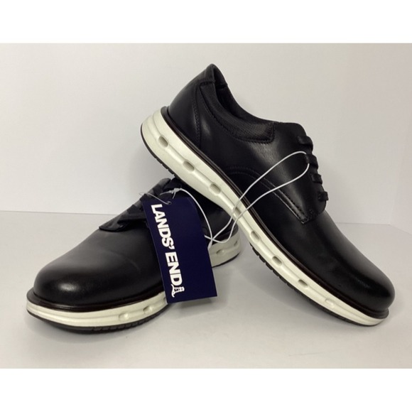 Lands End Men's Sport Oxford Loafer Lace Up Size 10 Black White NEW - Picture 2 of 6
